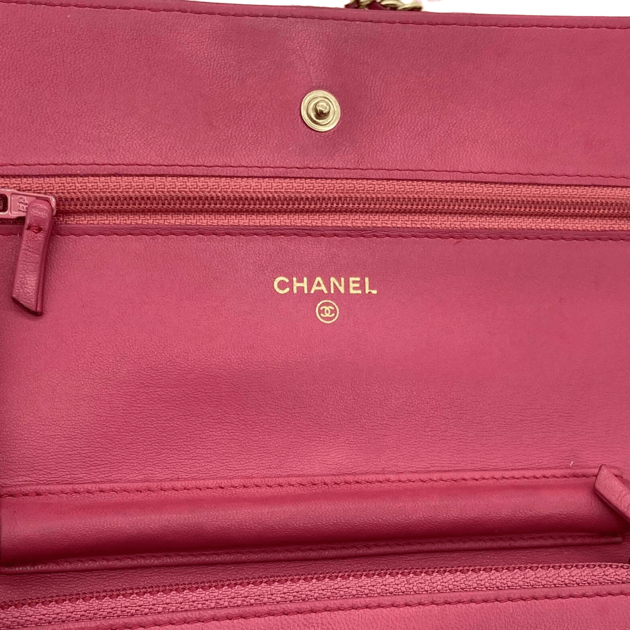 chanel wallet pink leather