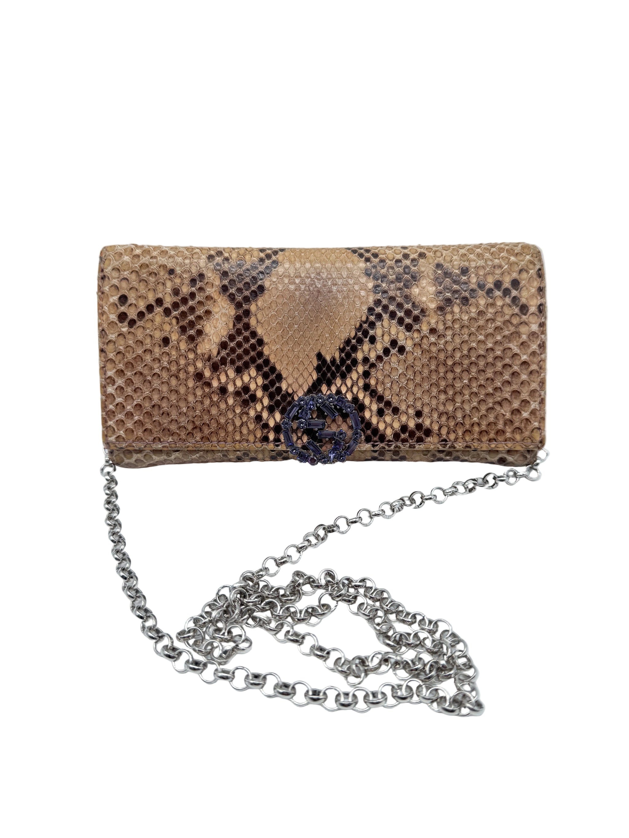Gucci Genuine Python Wallet with Crossbody Chain – Moja Bag Shop