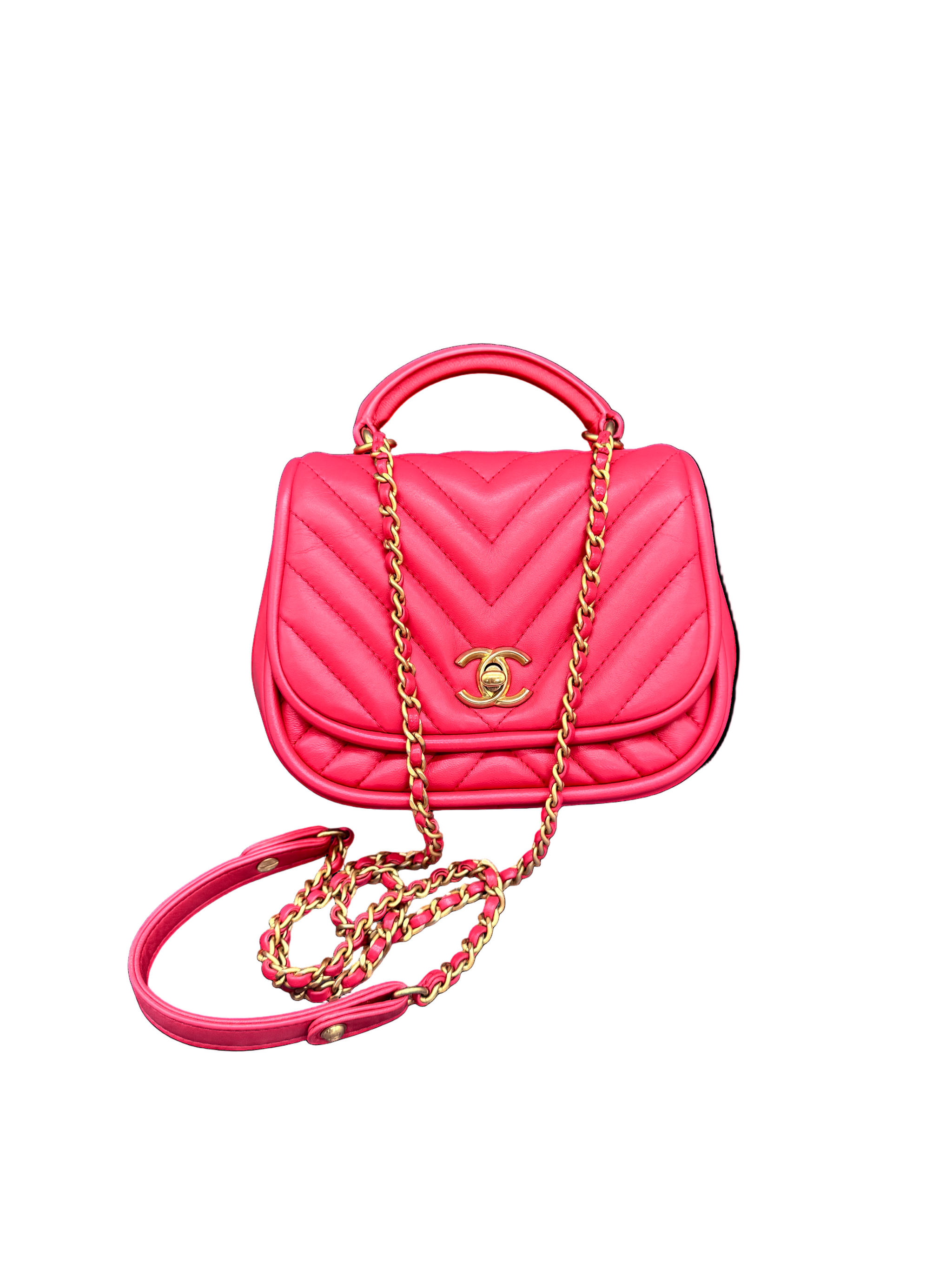 Chanel Coral Reversed Mini Chevron Lambskin Round Bag – Moja Bag Shop